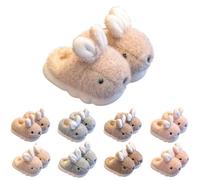 UK 8.5 Kids Rabbit Slippers for Girls Boys Rabbit Slippers Cute Cartoon Novelty House Shoes Close/Open Back Plush Fun Animal Slip on Bedroom Slipper Home Shoes Little Big Kid 02_Open Back_Coffee