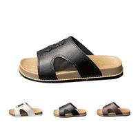UK 8.5 Men's Beach Slide Sandal with Arch Support Waterproof Flip-Flop Slip-On Beach & Pool Shoes Mule Shower Sandals Slippers Black Footwear New
