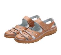 UK 8.5 Womens Athletic Sandals Closed Toe Fisherman Sandals Ladies Hollow out Roman Sandal Comfort Faux Leather Summer Beach & Pool Shoes Touch Fasterning Closure A1_Clearance Brown