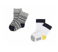 (UK 8-8.5 / EU 25-26) Hugo Boss Baby's J00080 M01 Two Pair Pack Socks Grey White