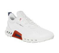 (UK 8-8.5, White/Mazarine Blue) Ecco Mens 2026 Biom C4 Waterproof Breathable Leather Spikeless Golf Shoes