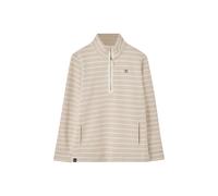 (UK 8, Cream Stripe) LightHouse Womens Shore Sweatshirt - Ladies Warm Half Zip Cotton Top