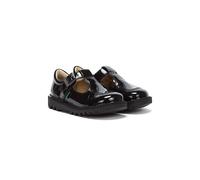 (UK 8 Infant) Kickers Infant Black Kick T Bar Patent Leather Shoes