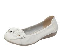 UK 8 Women Leather Low Wedge Loafers Comfort Shoes Soft Sole Foldable Flat Loafer Casual Slider Slip-On Work Shoes Ballerinas Low Wedge Heel Slippers 002_White 1 Footwear Gift