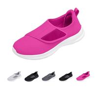 UK 8 Women's Extra Wide Fit Diabetic Shoes Ladies Easy Close Adjustable Orthopedic Sneakers for Swollen Feet Plantar Fasciitis Outdoor Lightweight Walking Shoes Hot Pink
