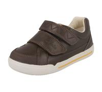 (UK 9.5 Child, Brown) Boys Clarks Double Strap Casual Shoes Lil Folk Toby - F Fit