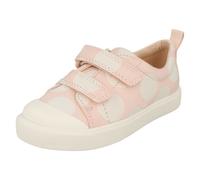 (UK 9.5 Child, Pink) Childrens Boys Girls Clarks Pattern Detailed Canvas Shoes City Flare Lo T - F Fit