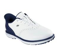 (UK 9.5, White/Navy) Skechers Mens 2025 Slip-ins GO GOLF Prestige SL Leather Waterproof Golf Shoes
