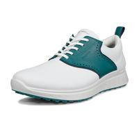 (UK 9-9.5, White/Baygreen) Ecco Mens 2026 Golf S-Casual Hybrid Leather Waterproof Spikeless Golf Shoes