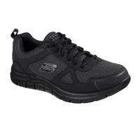 (UK 9, Black) Skechers Mens 2022 Track Light Sport Training Leather Mesh Trainers