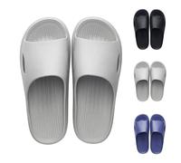 UK 9 Summer Slippers for Men Women Non-Slip Light Weight Sliders Shower Slipper Sliders Bathroom Shower Shoes Pool Beach Flip Flops Pool Slides Indoor Outdoor Summer Sandal Dad Footwear Gifts Grey