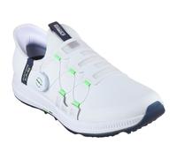 (UK 9, White/Navy) Skechers Mens 2025 Go Elite 5 Slip In Waterproof Spikeless Arch Fit Golf Shoes