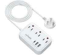 UK Adapters for Travel(13A), US to UK Plug Adapter with 3 Outlets 3 USB Charging Ports (USB-C), Type G Travel Adapter and Outlet Converter for USA to Scotland British London England Irish Dubai