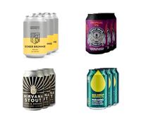 UK Alcohol Free Beer Box Mixed Case 12 Pack with Nirvana Stout, Big Drop Paradiso IPA, Tropical Drop Bear and Sober Brumie Pale