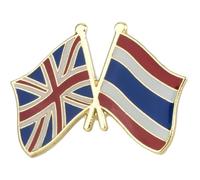 UK and Thailand Crossed Flags Enamel Lapel Pin - 2.4 x 1.9 cm Metal Badge - International Friendship Accessory for Jackets, Hats, Backpacks, and More