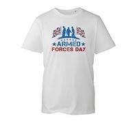 UK Armed Forces Day T-Shirt, British Armed Forces Day UK Flag Unisex Kids Adults Top (White, 2XL)