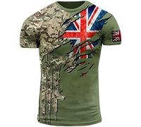 UK Army British Veteran Combat Military Camouflage T-Shirt Short Sleeve Regular Fit Size 2XL Green Khaki