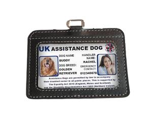 UK Assistance Dog Card - Custom Info Card with Dog & Handler Photos, Emergency Contact, Dog Breed & Equality Act 2010 Text - Durable Plastic - Optional Vest, Tags, Lanyard & Holder - AD73