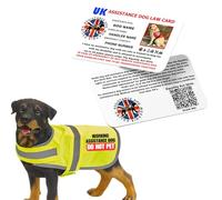 UK Assistance Dog Vest & Support Card Set - High-Visibility Vest + Customisable Support Card - Optional Lanyard, Tags & Holder