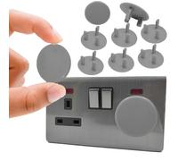 UK Baby Safety Socket Protectors 10 Pack - Child Proof Plug Covers, Socket Guards for 3-Pin UK Power Sockets, BPA-Free, Easy to Install, Grey