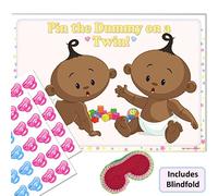 UK Baby Shower Co Ethnic Twins Baby Shower Game - Pin The Dummy on a TWIN! (40 Dummies with Blindfold (ETHNIC TWINS), UNISEX)