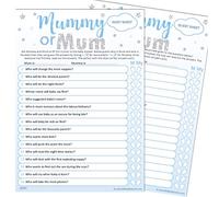 UK Baby Shower Co Ltd Baby Shower Game Mum or Mummy? (for same sex couples) (Blue) - Baby Shower Game - Size A5 - 20 Game Sheets - Adults - Same-Sex Baby Shower