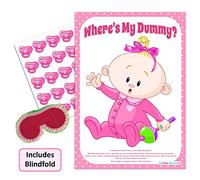 Uk Baby Shower Co Ltd, Pin the Dummy Baby Shower Game (20 Guest WITH Blindfold, PINK)