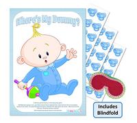 Uk Baby Shower Co Ltd - Pin the Dummy Baby Shower Game (30 Guest WITH Blindfold, BLUE)