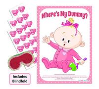 Uk Baby Shower Co Ltd, Pin the Dummy Baby Shower Game (30 Guest WITH Blindfold, PINK)