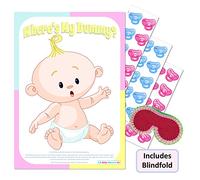 UK Baby Shower Co LTD Pin the Dummy Baby Shower Game (30 Guest WITH Blindfold, UNISEX)