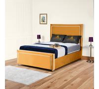 UK Bed Furniture Ariana Upholstered Bed Frame with 48" Headboard - Slatted Base in Mustard | Size: Super King UK Bed Furniture Mustard Super King