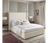 UK Bed Furniture Barcelona Upholstered Bed with 48 Inch Headboard & Slatted Base in Cream | Size: Small Double UK Bed Furniture Cream Small Double
