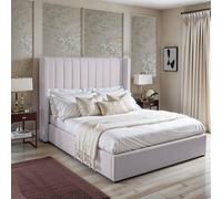 UK Bed Furniture Barcelona Upholstered Bed with 48 Inch Headboard & Slatted Base in Silver | Size: Double UK Bed Furniture Silver Double
