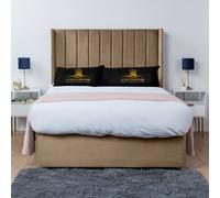 UK Bed Furniture Bella Wingback Divan Bed Base with 54 Inch Headboard - No Storage in Beige | Size: Super King UK Bed Furniture Beige Super King