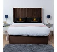 UK Bed Furniture Bella Wingback Divan Bed Base with 54 Inch Headboard - No Storage in Brown | Size: Super King UK Bed Furniture Brown Super King