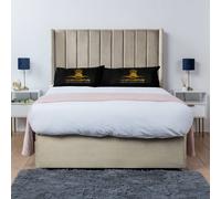 UK Bed Furniture Bella Wingback Divan Bed Base with 54 Inch Headboard - No Storage in Cream | Size: Super King UK Bed Furniture Cream Super King