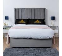 UK Bed Furniture Bella Wingback Divan Bed Base with 54 Inch Headboard - No Storage in Grey | Size: Super King UK Bed Furniture Grey Super King