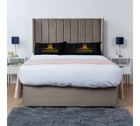 UK Bed Furniture Bella Wingback Divan Bed Base with 54 Inch Headboard - No Storage in Light Beige | Size: Super King UK Bed Furniture Light Beige Super King