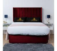 UK Bed Furniture Bella Wingback Divan Bed Base with 54 Inch Headboard - No Storage in Maroon | Size: Super King UK Bed Furniture Maroon Super King