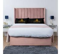 UK Bed Furniture Bella Wingback Divan Bed Base with 54 Inch Headboard - No Storage in Pink | Size: Super King UK Bed Furniture Pink Super King