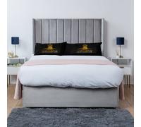 UK Bed Furniture Bella Wingback Divan Bed Base with 54 Inch Headboard - No Storage in Silver | Size: Super King UK Bed Furniture Silver Super King