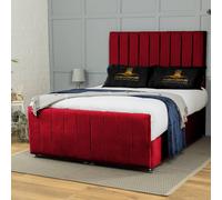UK Bed Furniture Belvoir End Lift Divan Ottoman Bed with 54 Inch Headboard in Maroon | Size: Double UK Bed Furniture Maroon Double