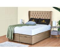 UK Bed Furniture Bronte End Lift Divan Ottoman Storage Bed with 54 Inch Headboard in Beige | Size: King UK Bed Furniture Beige King