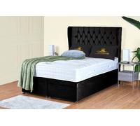 UK Bed Furniture Bronte End Lift Divan Ottoman Storage Bed with 54 Inch Headboard in Black | Size: Super King UK Bed Furniture Black Super King