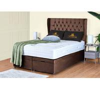 UK Bed Furniture Bronte End Lift Divan Ottoman Storage Bed with 54 Inch Headboard in Brown | Size: King UK Bed Furniture Brown King