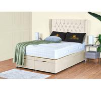 UK Bed Furniture Bronte End Lift Divan Ottoman Storage Bed with 54 Inch Headboard in Cream | Size: King UK Bed Furniture Cream King
