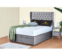 UK Bed Furniture Bronte End Lift Divan Ottoman Storage Bed with 54 Inch Headboard in Grey | Size: Super King UK Bed Furniture Grey Super King
