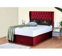 UK Bed Furniture Bronte End Lift Divan Ottoman Storage Bed with 54 Inch Headboard in Maroon | Size: King UK Bed Furniture Maroon King