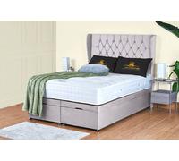 UK Bed Furniture Bronte End Lift Divan Ottoman Storage Bed with 54 Inch Headboard in Silver | Size: King UK Bed Furniture Silver King