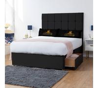 UK Bed Furniture Florence Divan Bed with 2 Drawers Foot End & 26 Inch headboard in Black | Size: Small Double UK Bed Furniture Black Small Double